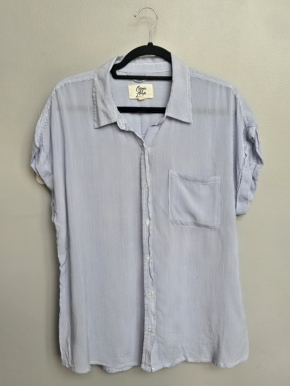 Classic Men's Light Blue Stripe Button-Up Shirt